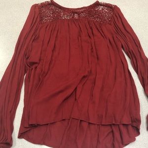 Burnt orange dress top boho lace shoulder detail